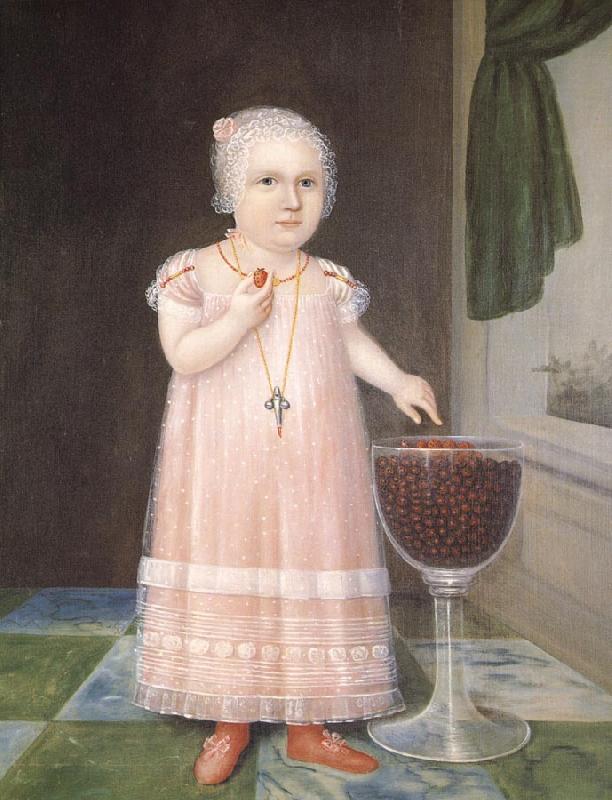 Johnson Joshua Little Girl in Pink with Goblet Filled with Strawberries:A Portrait